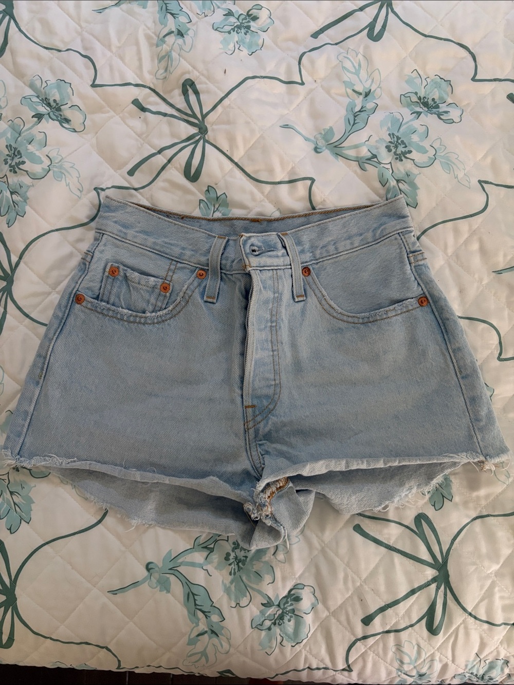 Levi's Light Blue High-Rise Cutoff Denim Shorts